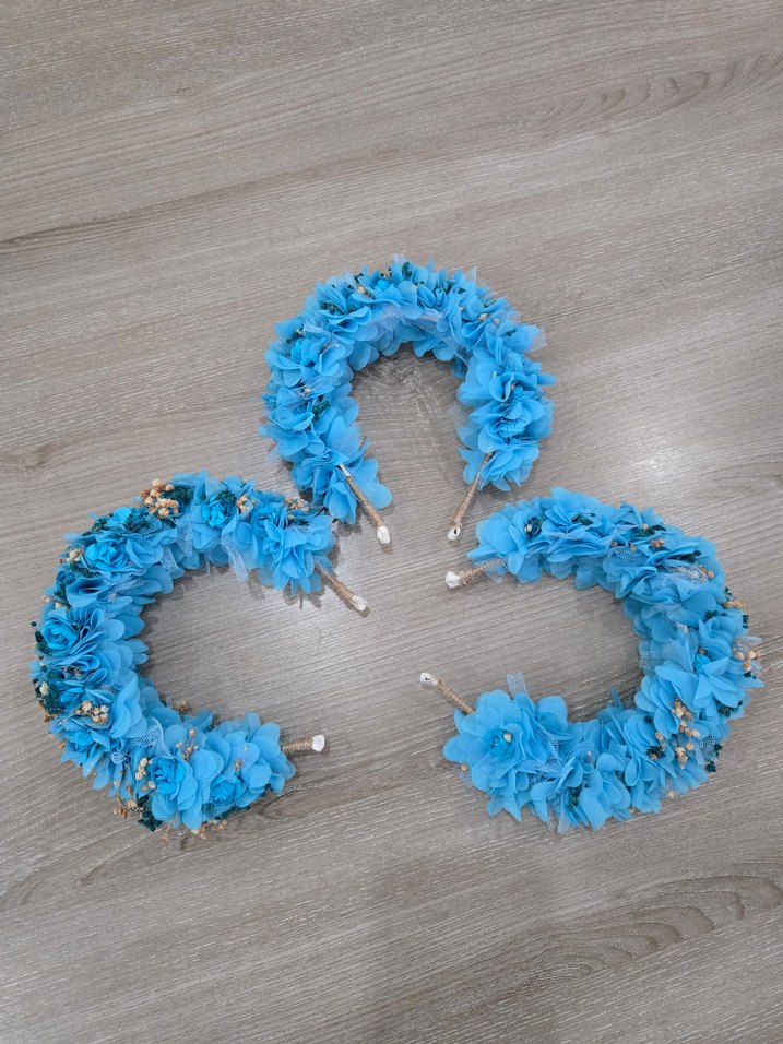 3 adet Mavi Fırfırlı Bohem Saç Aksesuarı - Görsel 3