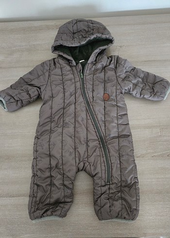 Haki Bebek Erkek Kış Tulumu Fermuarlı Kapüşonlu 1 yaş 80 cm - Görsel 3