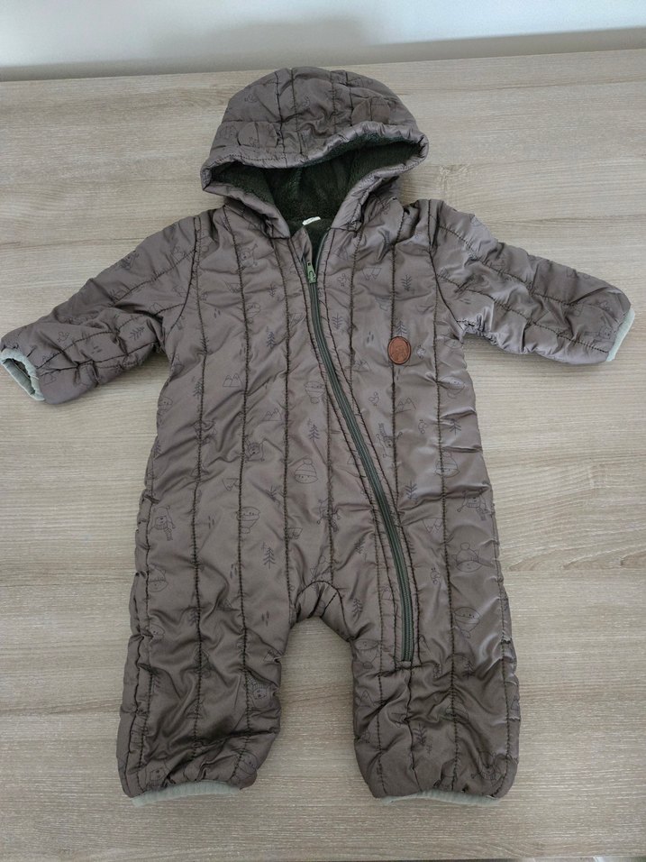 Haki Bebek Erkek Kış Tulumu Fermuarlı Kapüşonlu 1 yaş 80 cm - Görsel 3