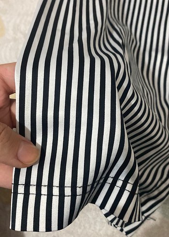 Diğer Kadın Siyah-Beyaz Çizgili saten pijama