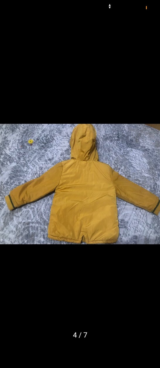 Kapüşonlu Sarı Erkek Çocuk Mont - Görsel 2
