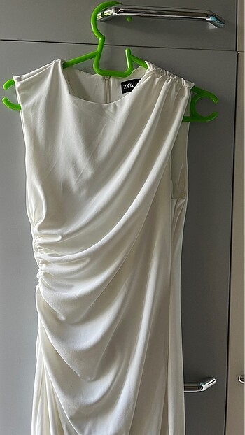 Zara midi boy beyaz elbise