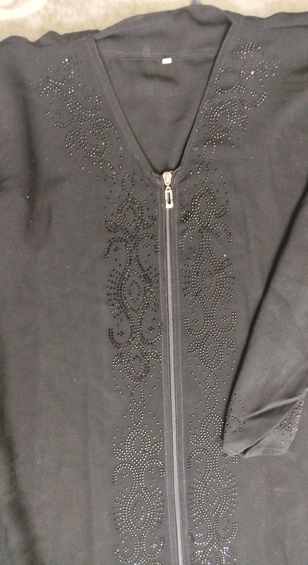 Diger Siyah Nakışlı Uzun V Yaka ferace - Görsel 2