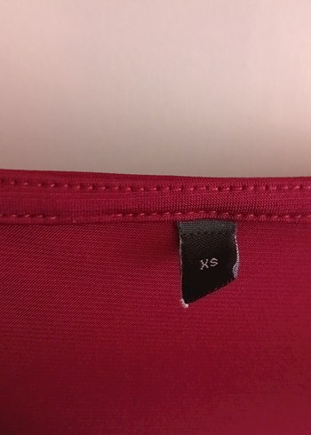 xs Beden Bordo Drapeli Uzun Kollu yırtmaçlı Kadın Elbise
