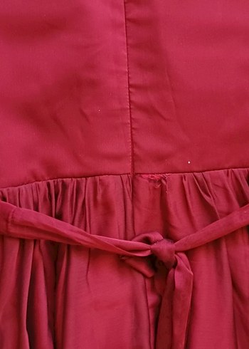 Bordo Uzun Kollu Drapeli Abiye Elbise - Görsel 3