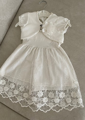 Civil baby Kız Çocuk Beyaz Dantelli Nakışlı Elbise
