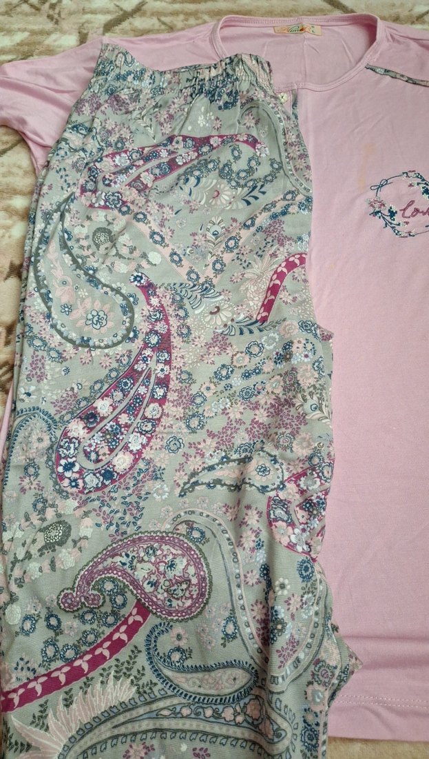 Pembe Bohem Kısa Kollu Kadın Pijama Takımı - Görsel 2