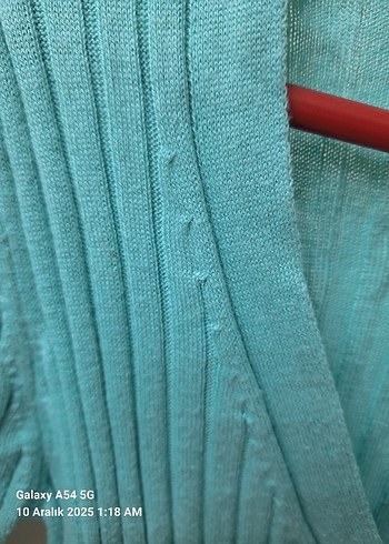 Turkuaz V Yaka Triko Kadın Hırka - Görsel 2
