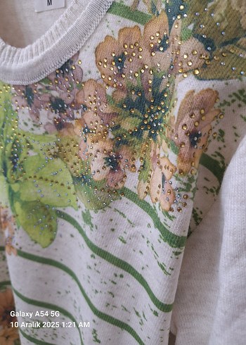 Çiçek Desenli Uzun Kollu Bohem Kadın Kazak - Görsel 4