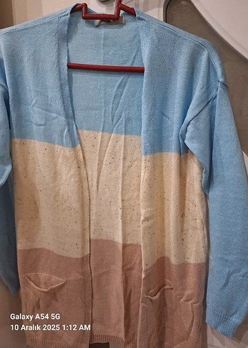 Kadın Mavi Pamuklu Örgü Hırka - Görsel 5