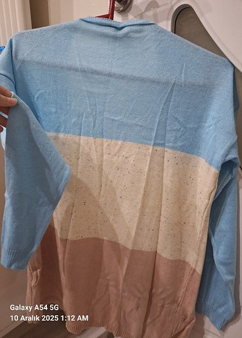 Kadın Mavi Pamuklu Örgü Hırka - Görsel 4