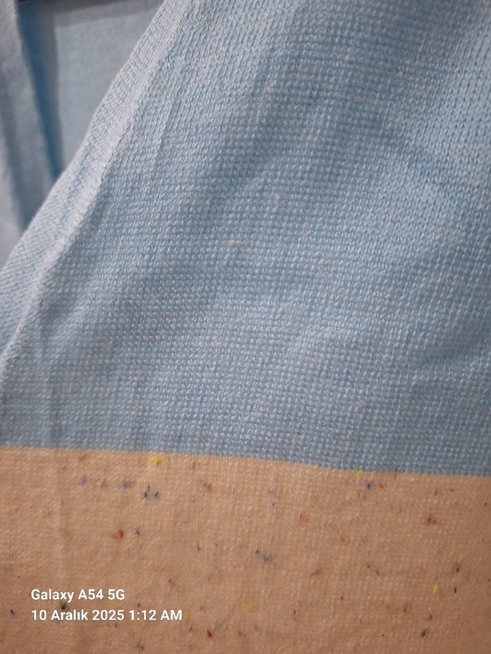 Kadın Mavi Pamuklu Örgü Hırka - Görsel 3