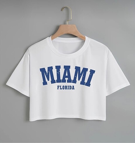 Miami Florida Pamuklu Crop T-Shirt