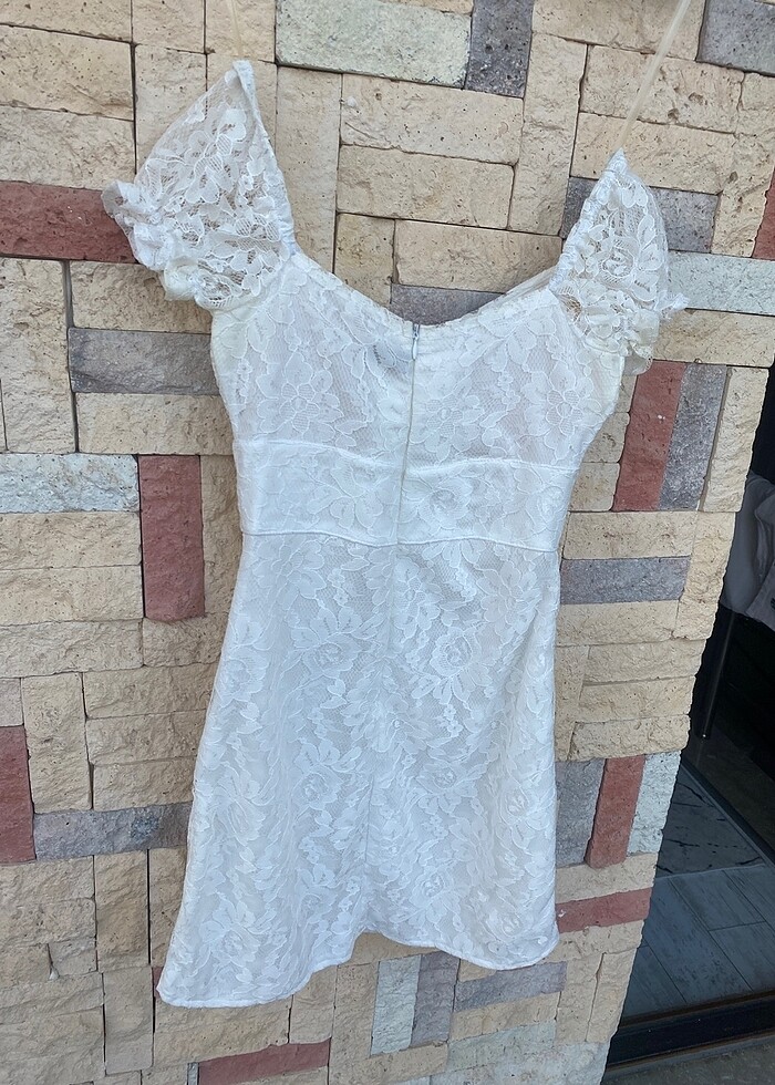 Güpür beyaz elbise - Görsel 2