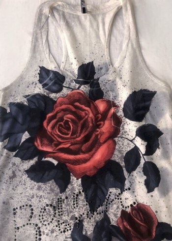 Gül Baskılı Taşlı Tişört - Görsel 2