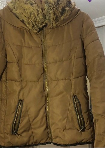 Kürk Detaylı Camel Kışlık Mont - Görsel 5