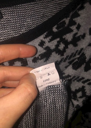 Desenli Siyah Gri Triko Kazak - Görsel 8