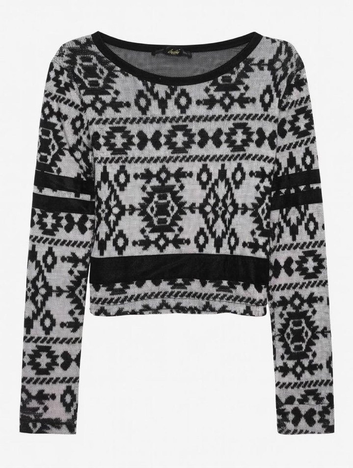 Desenli Siyah Gri Triko Kazak - Görsel 2