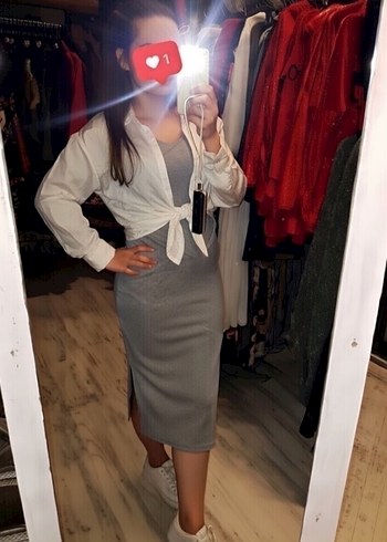 Kemerli Midi Triko Elbise - Görsel 9