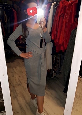 Kemerli Midi Triko Elbise - Görsel 8