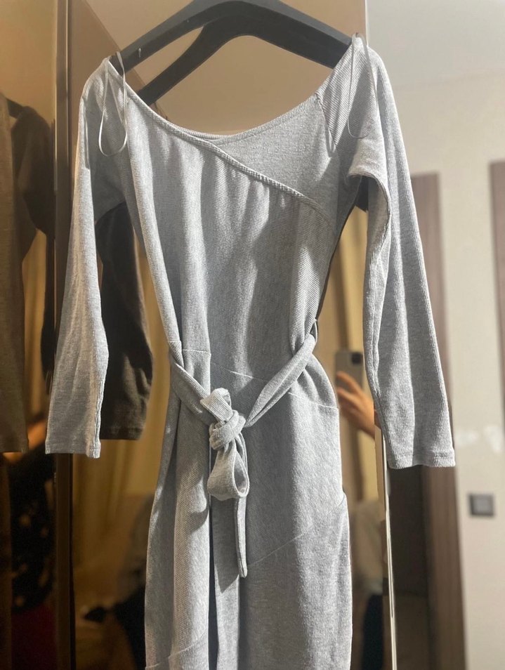 Kemerli Midi Triko Elbise - Görsel 3