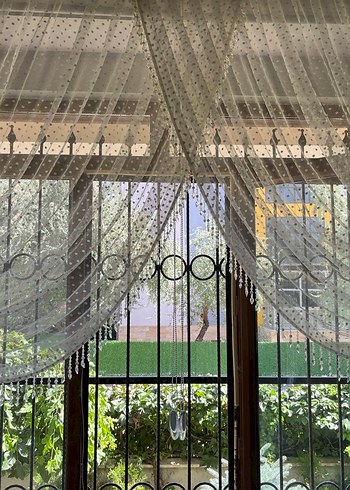 Nakışlı Bohem Beyaz Tül Perde - Görsel 3