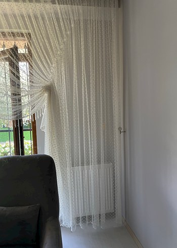 Nakışlı Bohem Beyaz Tül Perde - Görsel 2