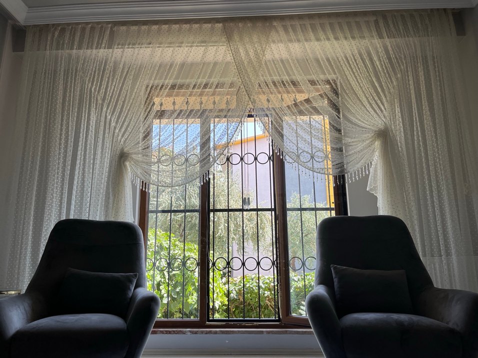 Nakışlı Bohem Beyaz Tül Perde - Görsel 4