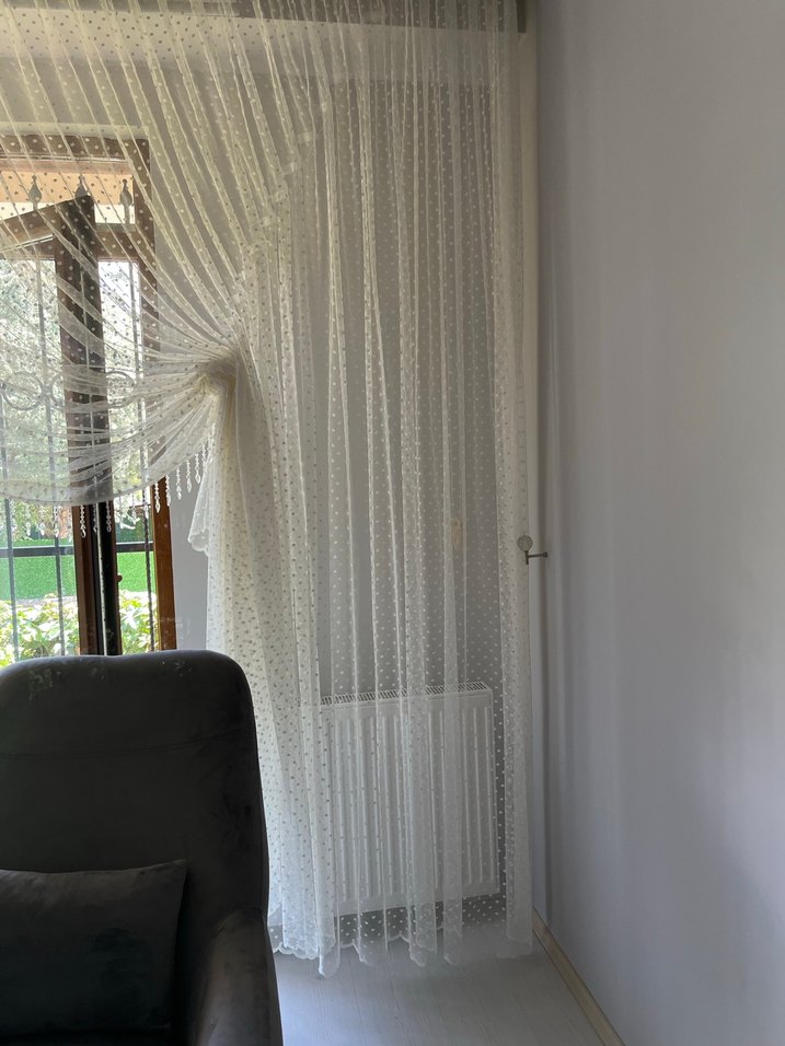Nakışlı Bohem Beyaz Tül Perde - Görsel 2