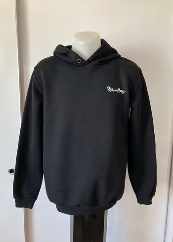 Rick & Moty Siyah Kapüşonlu Erkek Sweatshirt