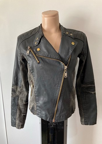 Diğer Siyah Deri Biker Ceket