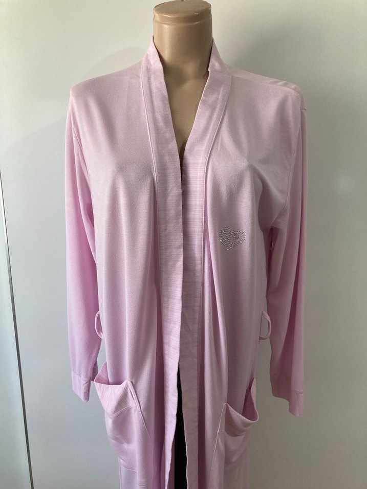 Pembe Uzun Kollu Rahat Kadın Sabahlık - Görsel 2