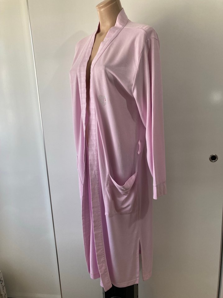 Pembe Uzun Kollu Rahat Kadın Sabahlık - Görsel 4