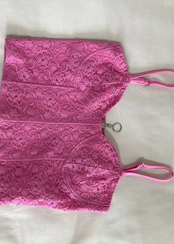 Dantel Detaylı Pembe Mini Büstiyer - Görsel 10