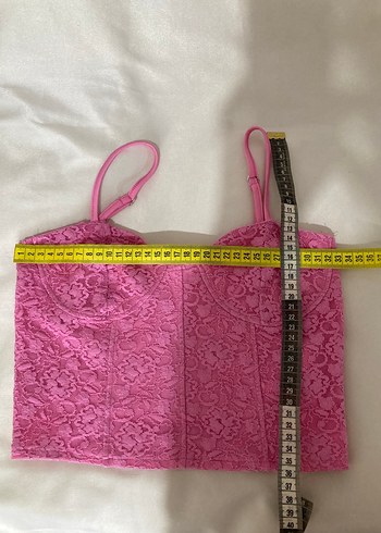 Dantel Detaylı Pembe Mini Büstiyer - Görsel 8