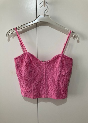 Dantel Detaylı Pembe Mini Büstiyer - Görsel 9