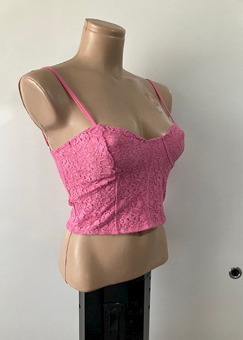 Dantel Detaylı Pembe Mini Büstiyer - Görsel 3