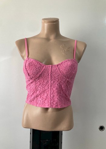 Dantel Detaylı Pembe Mini Büstiyer - Görsel 2