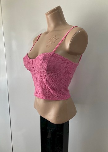 Dantel Detaylı Pembe Mini Büstiyer - Görsel 4