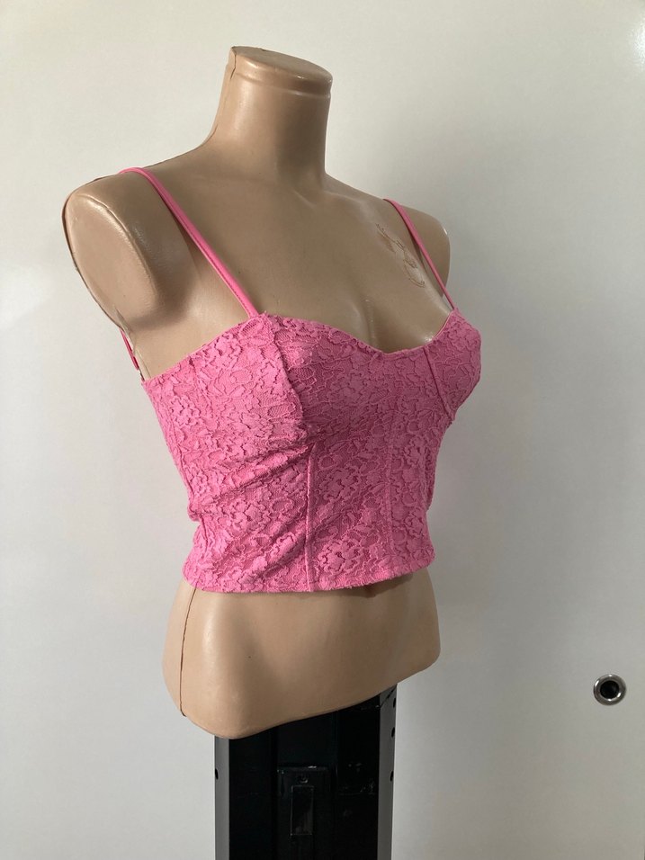 Dantel Detaylı Pembe Mini Büstiyer - Görsel 3