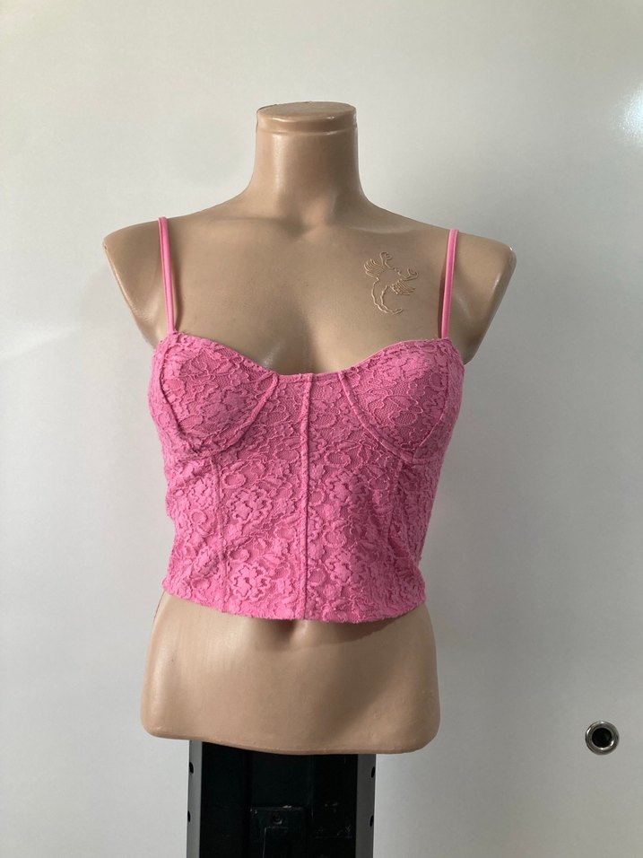 Dantel Detaylı Pembe Mini Büstiyer - Görsel 2