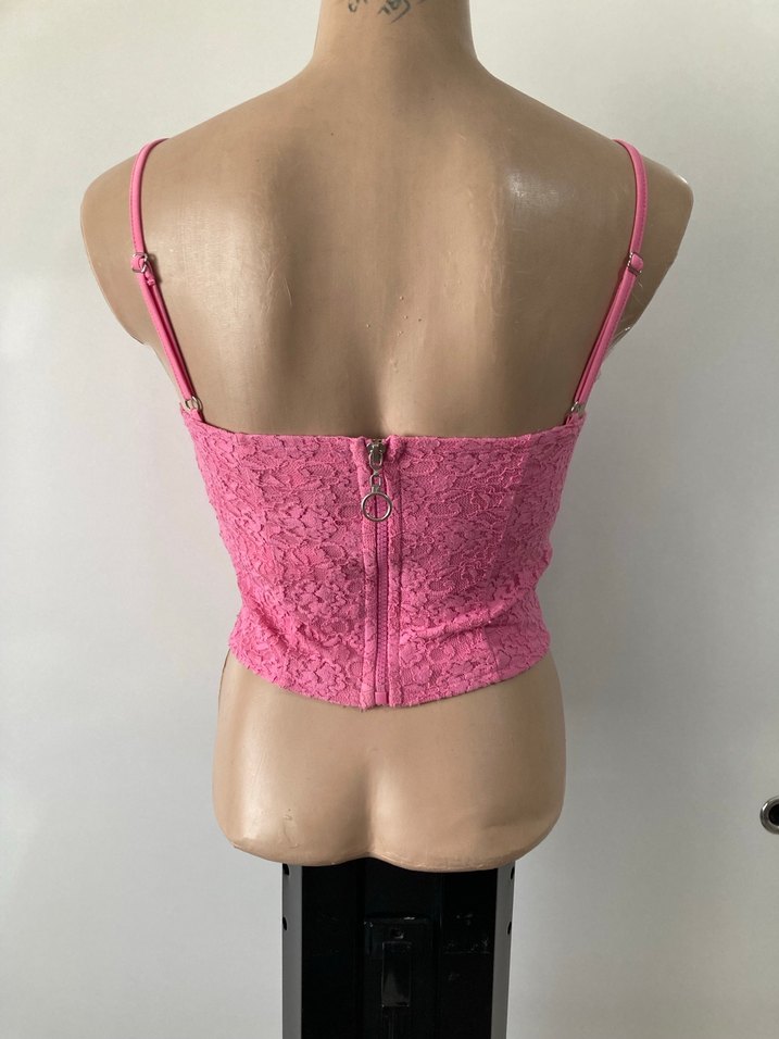 Dantel Detaylı Pembe Mini Büstiyer - Görsel 5