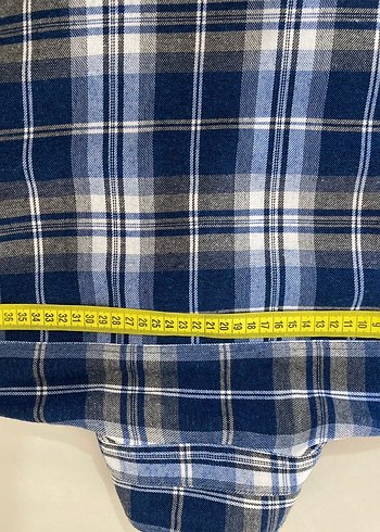 Düğmeli Mavi Ekose Erkek Gömlek - Görsel 11