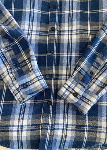 Düğmeli Mavi Ekose Erkek Gömlek - Görsel 6