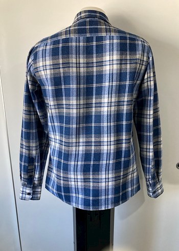 Düğmeli Mavi Ekose Erkek Gömlek - Görsel 5