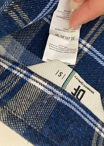 Düğmeli Mavi Ekose Erkek Gömlek - Görsel 7