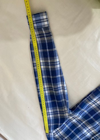 Düğmeli Mavi Ekose Erkek Gömlek - Görsel 10