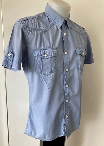 Kısa Kollu Mavi renkli Erkek Gömlek - Görsel 4