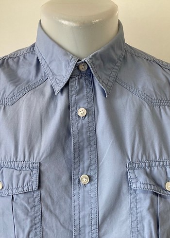 Kısa Kollu Mavi renkli Erkek Gömlek - Görsel 3