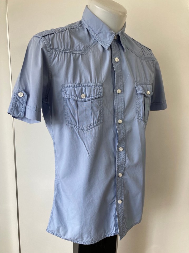 Kısa Kollu Mavi renkli Erkek Gömlek - Görsel 4